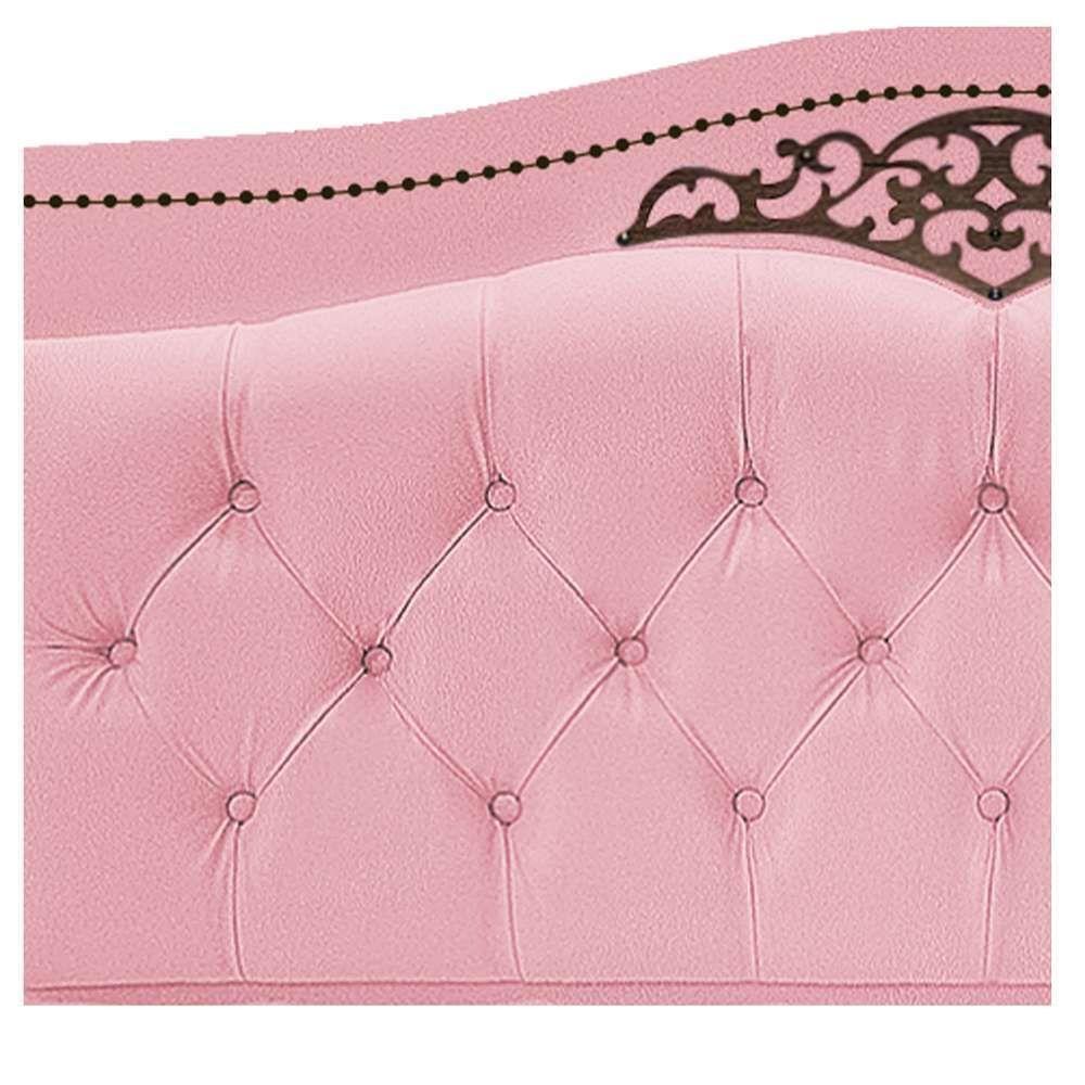 Kit Cabeceira e Calçadeira Yasmim 195 cm King Size Rosa Bebê - 10