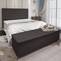 Conjunto Cabeceira Casal e Recamier Baú 1,60m Suede Marrom - 4