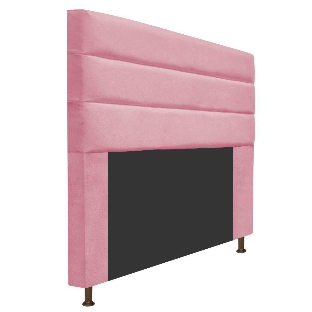 Cabeceira Estofada Turim 160cm Queen Size Suede Rosa Bebê - 5