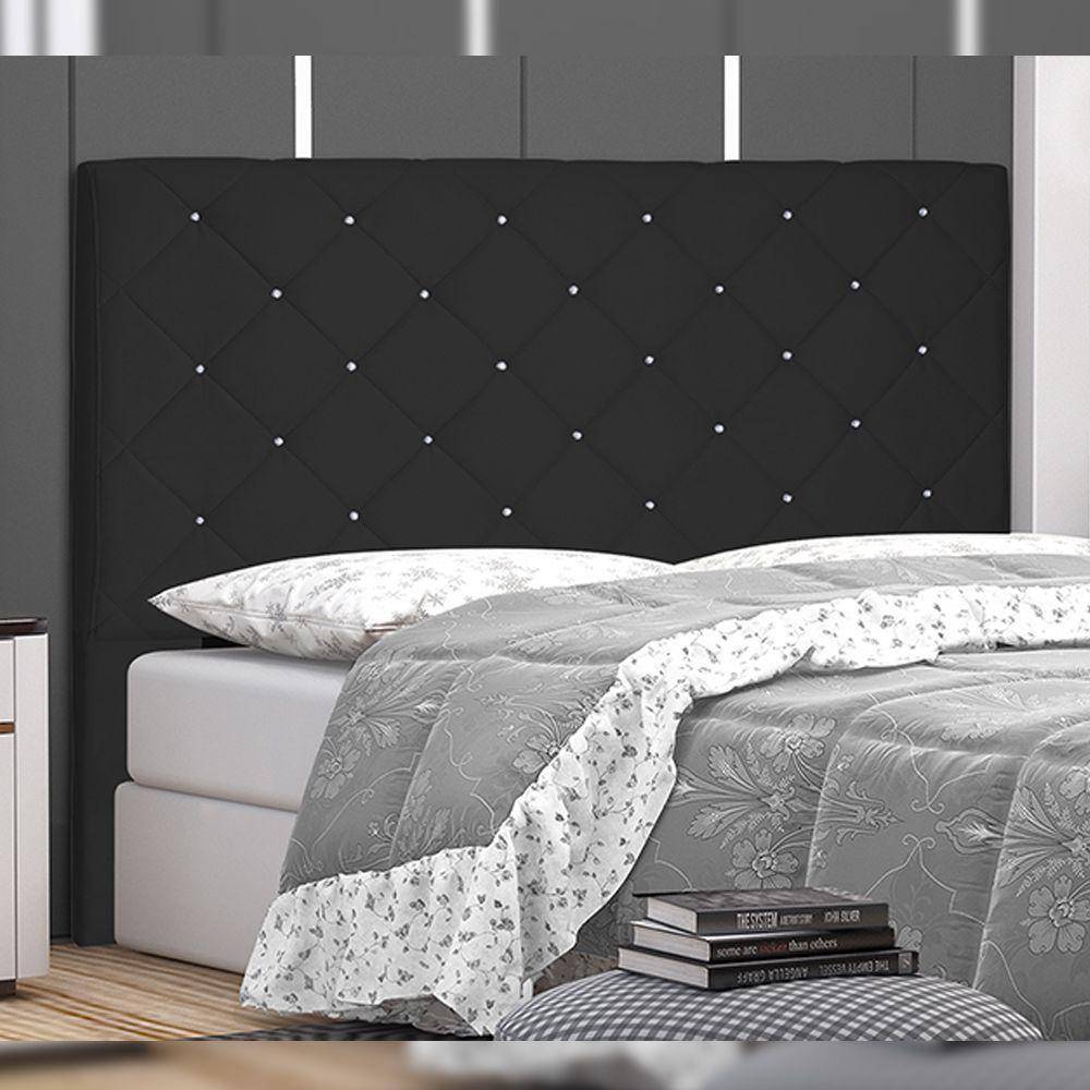 Cabeceira Queen Size 1,60m Tàzio Suede Preto - Gran Belo - 2