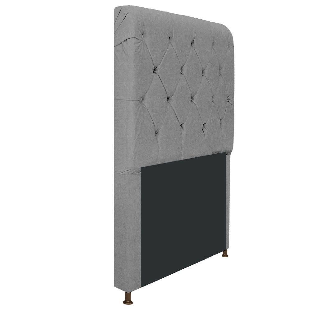 Cabeceira Estofada Cristal 100Cm Solteiro Com Capitonê Cinza - 8