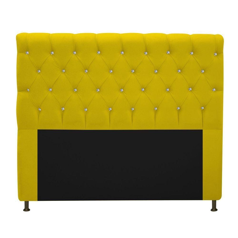 Cabeceira Estofada Cristal 195cm King Size Amarelo - 1