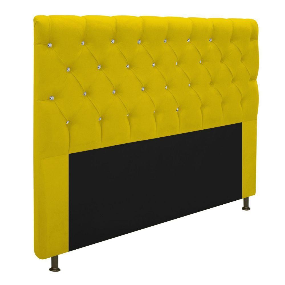 Cabeceira Estofada Cristal 195cm King Size Amarelo - 8