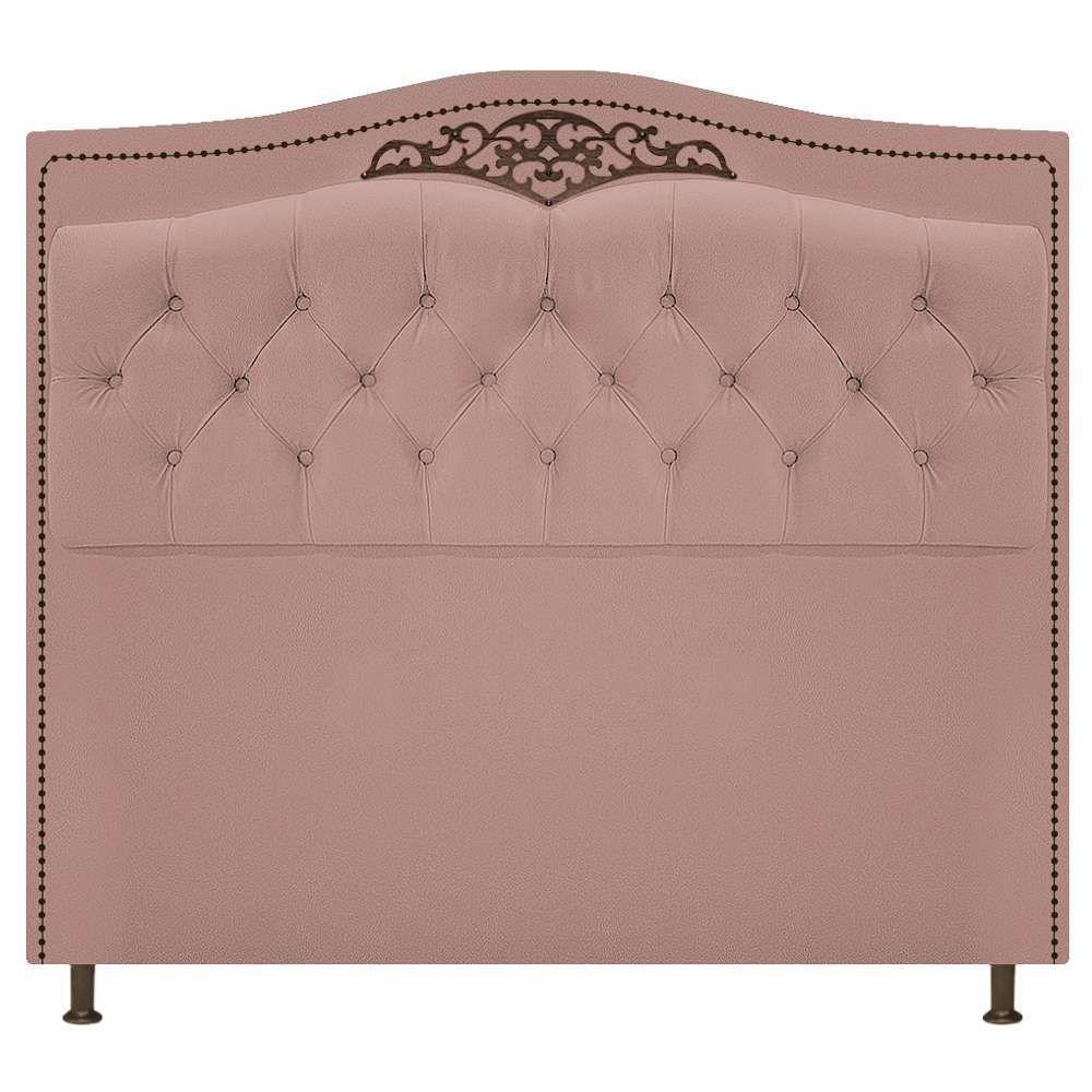 Cabeceira Estofada Yasmim 140 Cm Casal Suede Rosê - 1