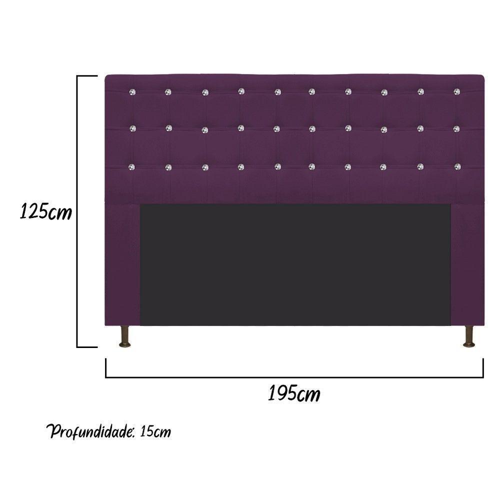 Cabeceira Estofada Dama 195 Cm King Size com Strass Roxo - 5