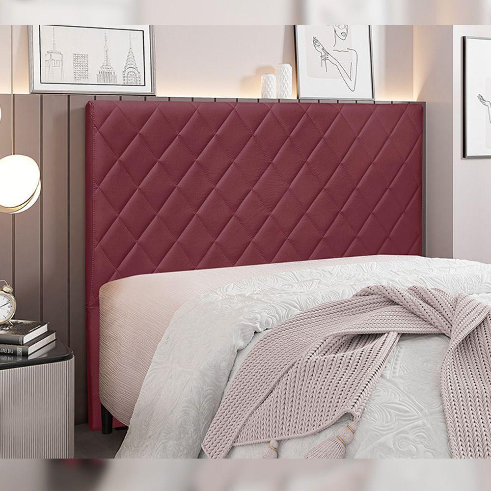 Cabeceira Decorativa Queen Size 1,60m Givenchy Veludo Vinho - 2