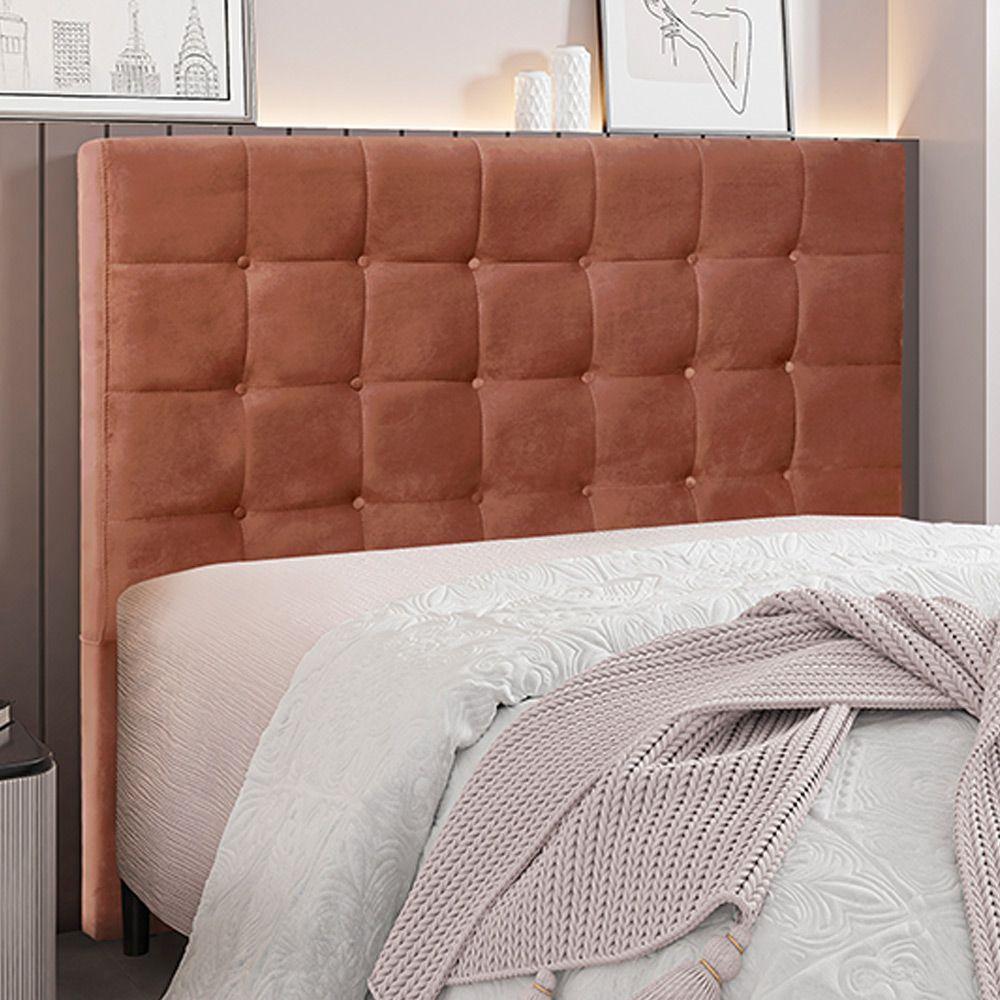 Cabeceira Decorativa Casal 1,40m Tropea Veludo Cobre - 3