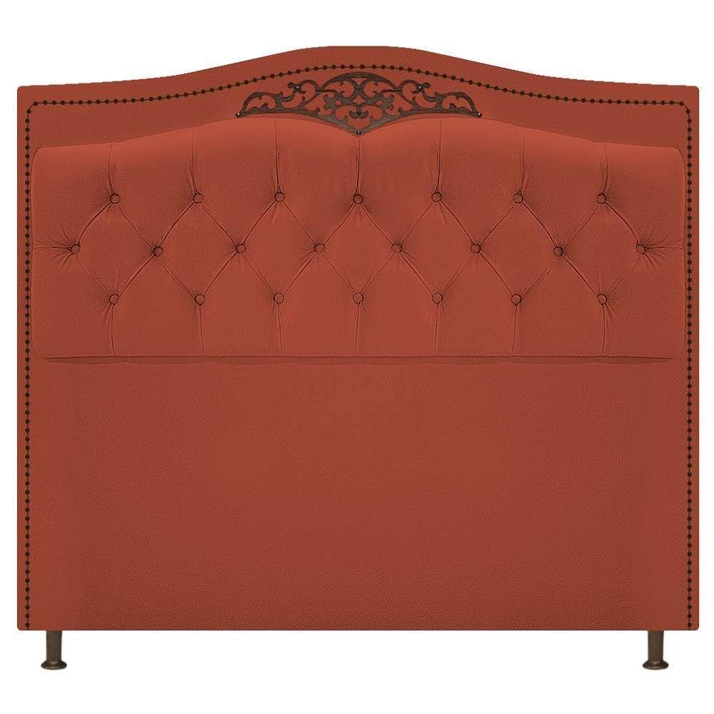 Cabeceira Estofada Yasmim 140 Cm Casal Suede Terracota - 1