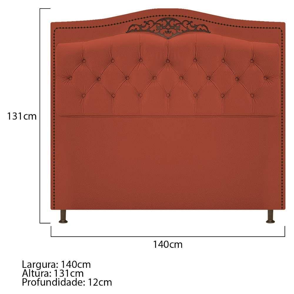Cabeceira Estofada Yasmim 140 Cm Casal Suede Terracota - 5