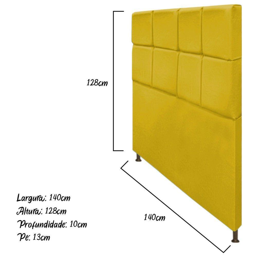 Cabeceira Estofada Damares 140cm Casal Botonê Suede Amarelo - 6