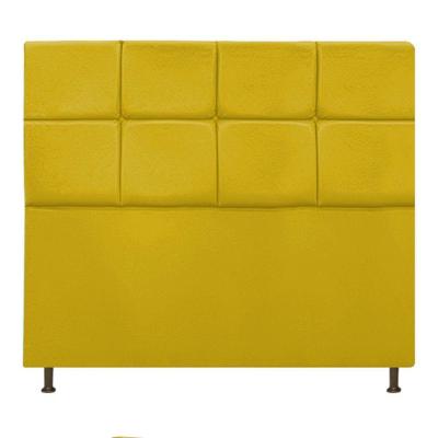 Cabeceira Estofada Damares 140cm Casal Botonê Suede Amarelo