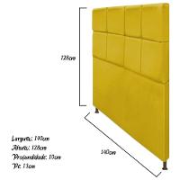 Cabeceira Estofada Damares 140cm Casal Botonê Suede Amarelo - 10