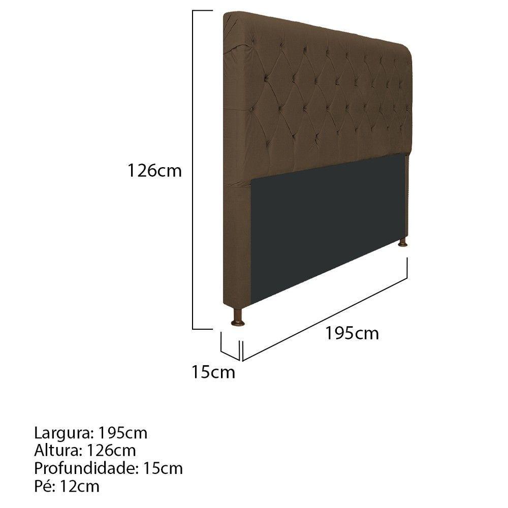 Cabeceira Estofada Cristal 195 cm King Size Com Marrom - 3