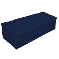 Cabeceira e Calçadeira Baú Mel 160cm Queen Size Suede Azul Marinho - 3