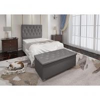 Conjunto Cabeceira Solteiro e Baú 0,90m Suede Cinza - 1