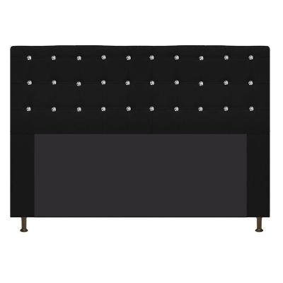 Cabeceira Estofada Dama 195 Cm King Size com Strass Preto