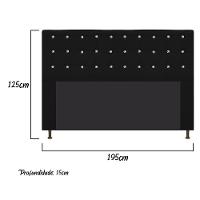 Cabeceira Estofada Dama 195 Cm King Size com Strass Preto - 2