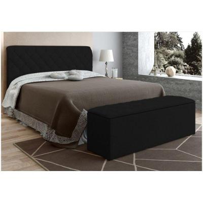 Cabeceira Baú Colchão Box De 140cm Paris Amassado Preto