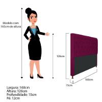 Cabeceira Estofada Cristal 195cm King Size Bordô - 3