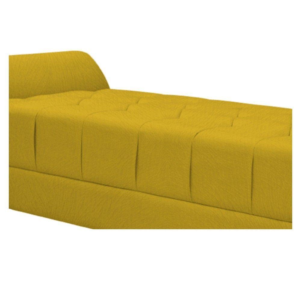 Kit Cabeceira e Recamier 140 Cm Casal Suede Amarelo - 3