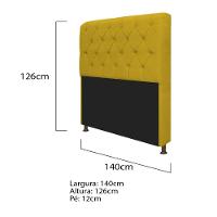 Kit Cabeceira e Recamier 140 Cm Casal Suede Amarelo - 5