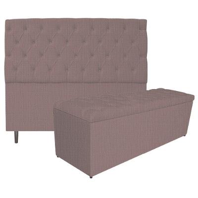 Kit Cabeceira e Calçadeira Liverpool 195 Cm King Size Rosê