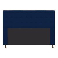 Cabeceira Estofada Dama 195 Cm King Size Suede Azul Marinho - 1