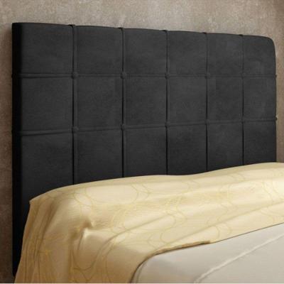 Cabeceira Veneza Cama Box Casal 140 Cm Suede Preto Amassado