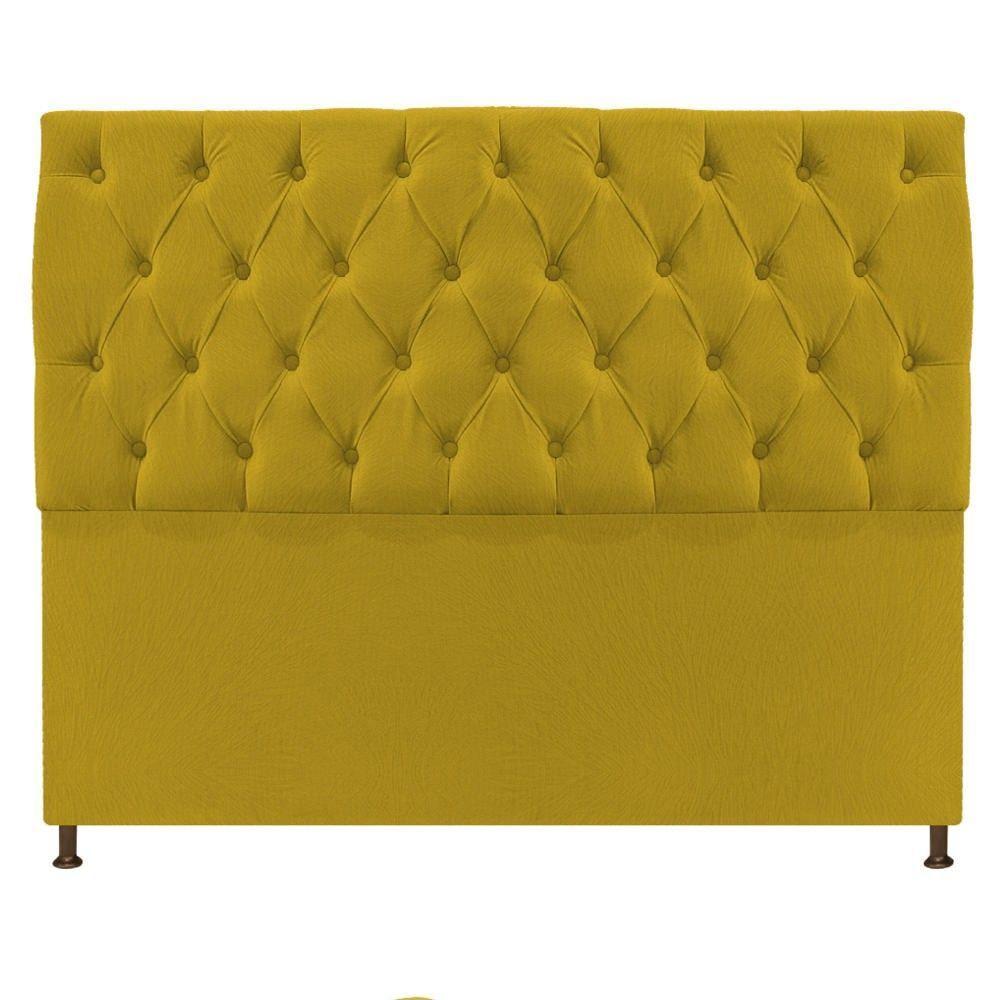 Cabeceira Sofia 160cm Queen Size Suede Amarelo - 1