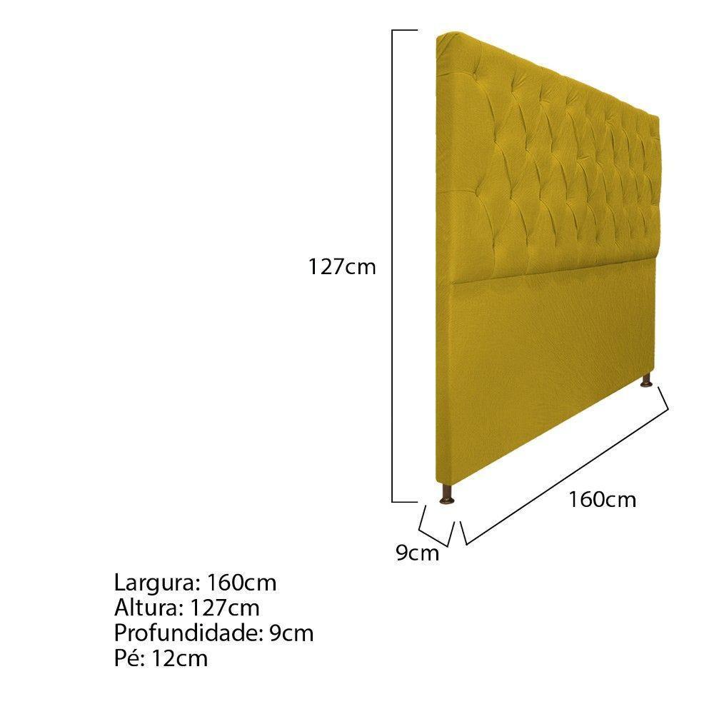Cabeceira Sofia 160cm Queen Size Suede Amarelo - 7