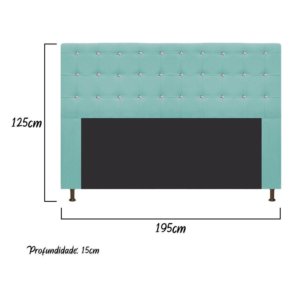Cabeceira Estofada Dama 195 Cm King Size Suede Azul Tiffany - 9