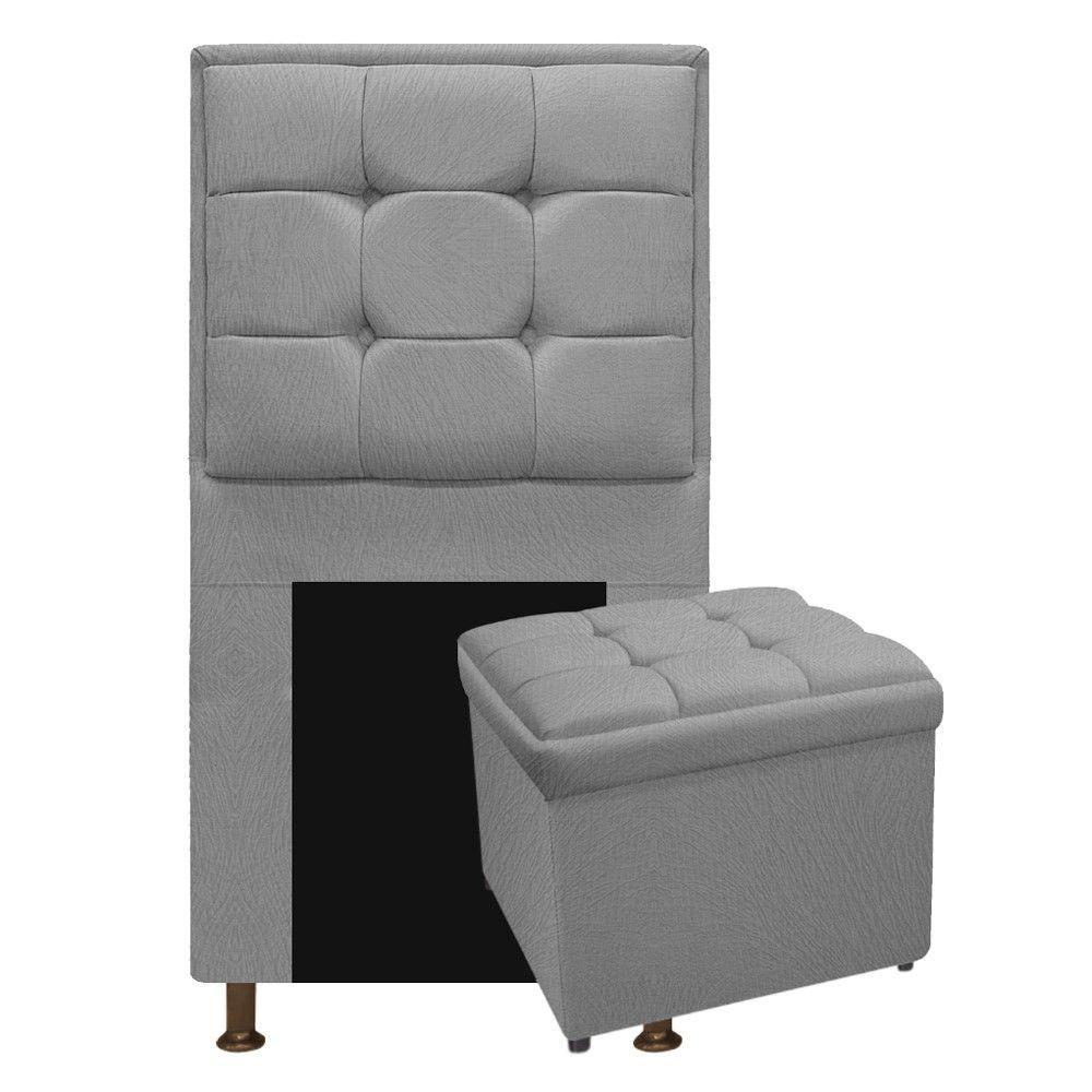 Kit Cabeceira e Calçadeira Copenhague Solteiro Suede Cinza - 4