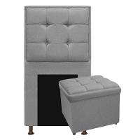 Kit Cabeceira e Calçadeira Copenhague Solteiro Suede Cinza - 7