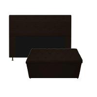 Kit Cabeceira e Calçadeira 195cm King Size Marrom Adj Decor - 1