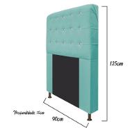 Cabeceira Estofada Dama 90cm Solteiro Com Strass Suede Azul Tiffany - 6