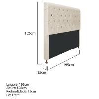 Cabeceira Estofada Cristal 195 cm King Size Bege - 2