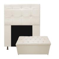 Kit Cabeceira E Calçadeira 90 Cm Solteiro Bege - 1