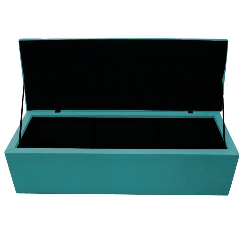 Kit Cabeceira e Calçadeira 195cm King Size Azul Turquesa Adj Decor - 4