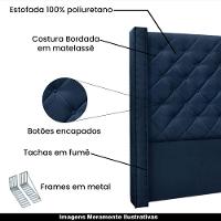 Cabeceira Queen Size 1,84m Loewe Suede Azul Marinho - 7