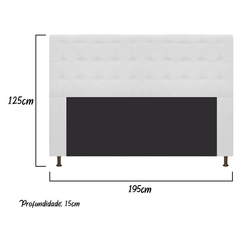 Cabeceira Estofada Dama 195 Cm King Size com Botonê Branco - 8