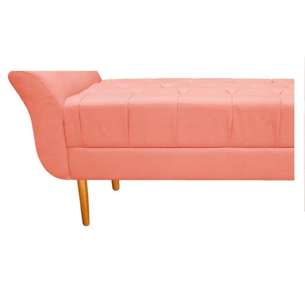 Kit Cabeceira e Recamier 140 Cm Casal Suede Coral - 7