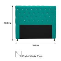 Cabeceira Estofada Cristal 160cm Queen Size Azul Turquesa - 6