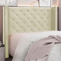 Cabeceira Queen Size 1,84m Loewe Veludo Bege - Gran Belo - 2