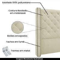 Cabeceira Queen Size 1,84m Loewe Veludo Bege - Gran Belo
