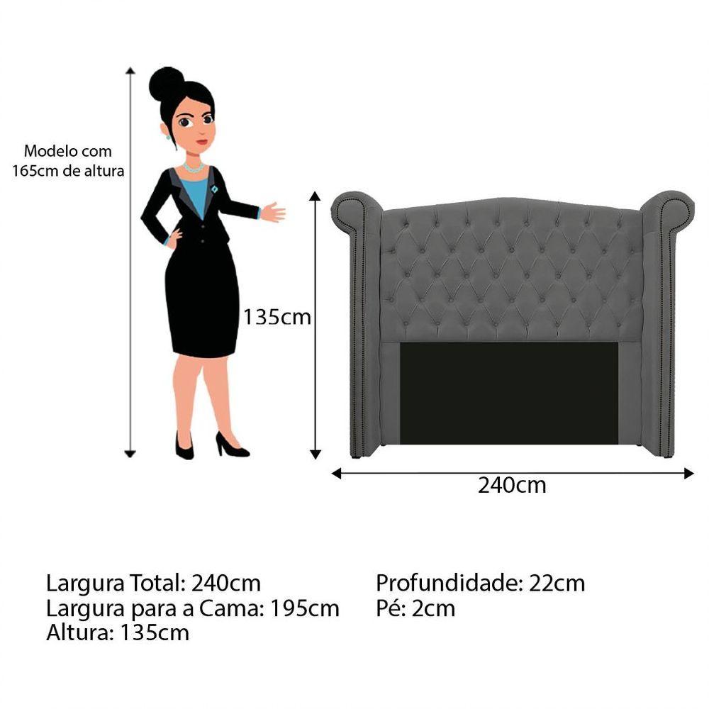 Kit Cabeceira E Calçadeira Veneza 195 Cm King Size Suede - 2