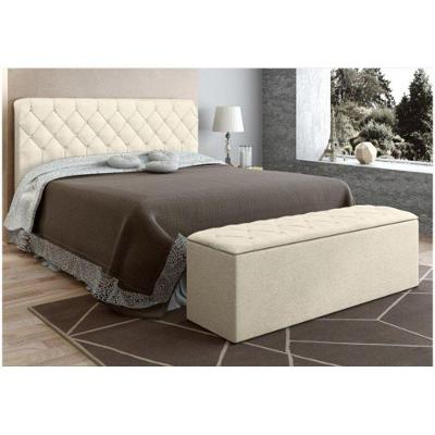 Cabeceira Baú Colchão Box De 160cm Paris Amassado Bege