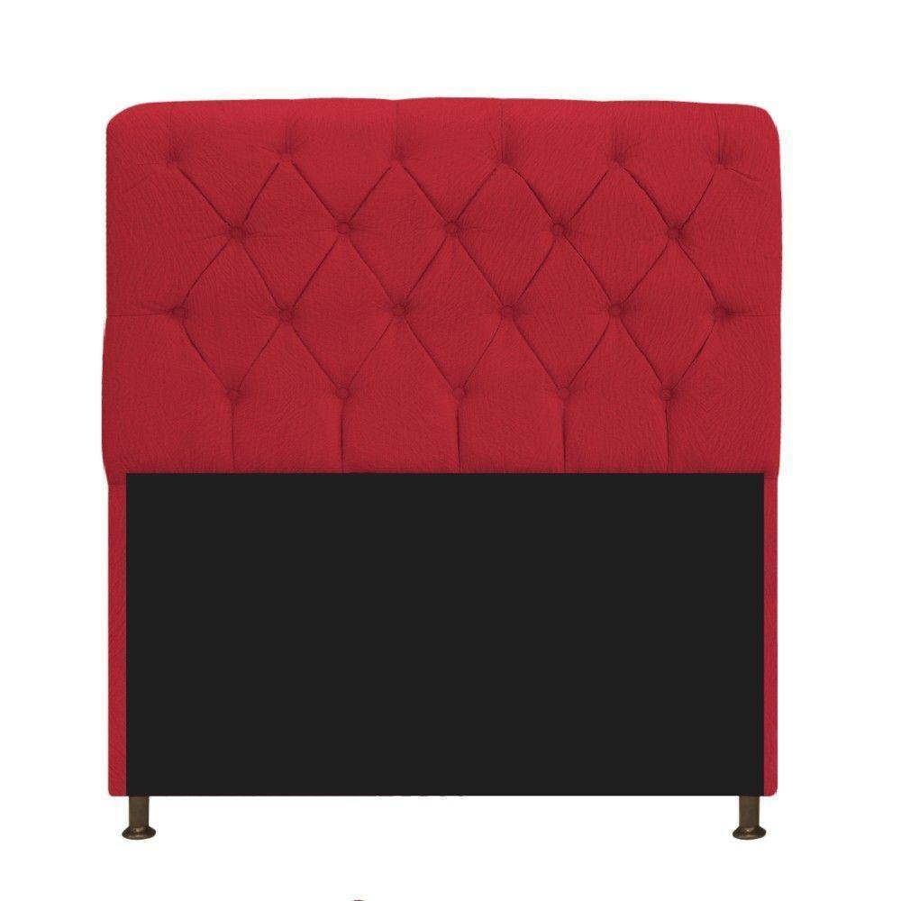 Kit Cabeceira e Recamier 140 Cm Casal Suede Vermelho - 9