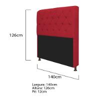 Kit Cabeceira e Recamier 140 Cm Casal Suede Vermelho - 3