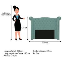 Cabeceira E Calçadeira 160 Cm Queen Size Linho Azul Turquesa - 2
