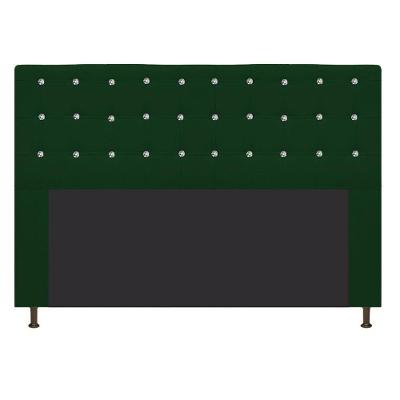 Cabeceira Estofada Dama 195 Cm King Size com Strass Verde